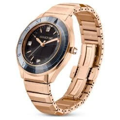 Swarovski 37mm Watch Swiss Made, Metal Bracelet, Black, Rose Gold-tone Finish -Jewelry Store 37mm watch swiss made metal bracelet black rose gold tone finish swarovski 5641294 2