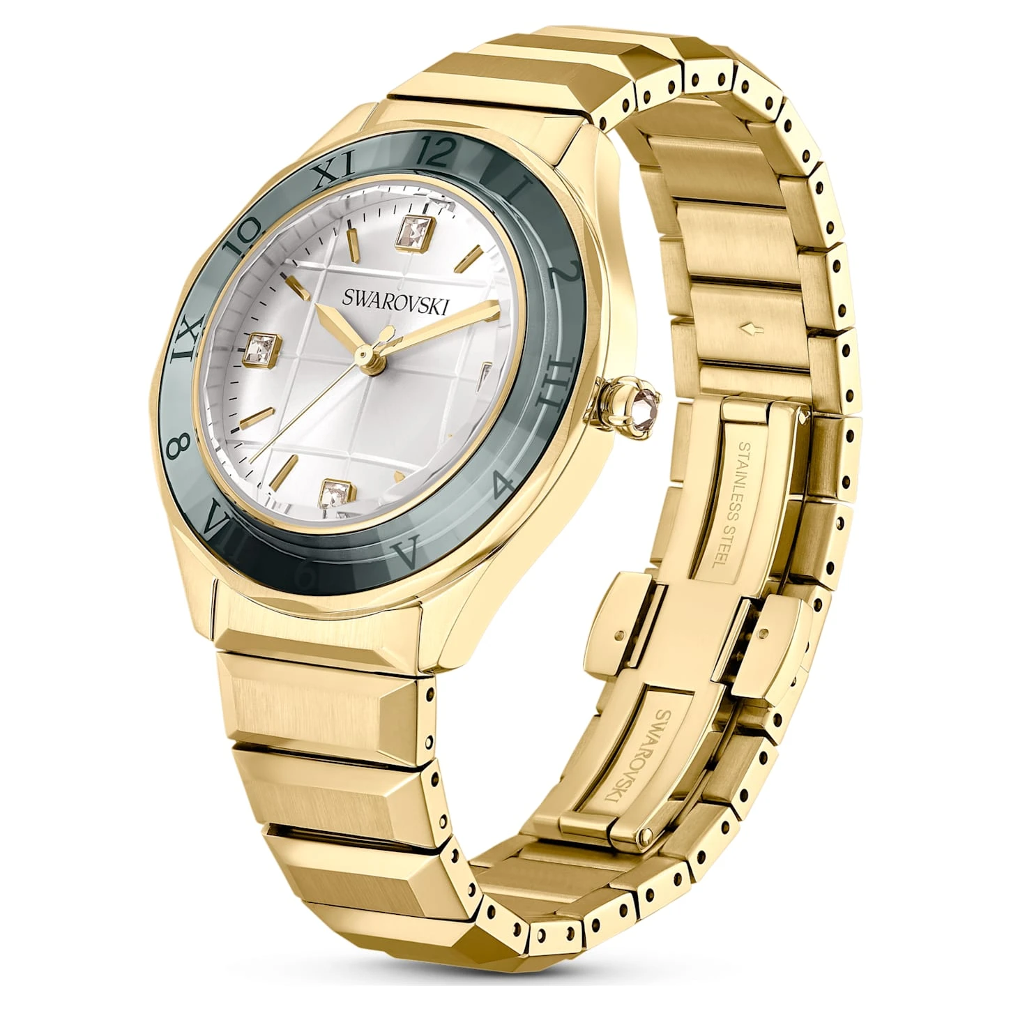 Swarovski 37mm Watch Swiss Made, Metal Bracelet, Gold Tone, Gold-tone Finish 5 Swarovski 37mm Watch Swiss Made, Metal Bracelet, Gold Tone, Gold-tone Finish - Image 3
