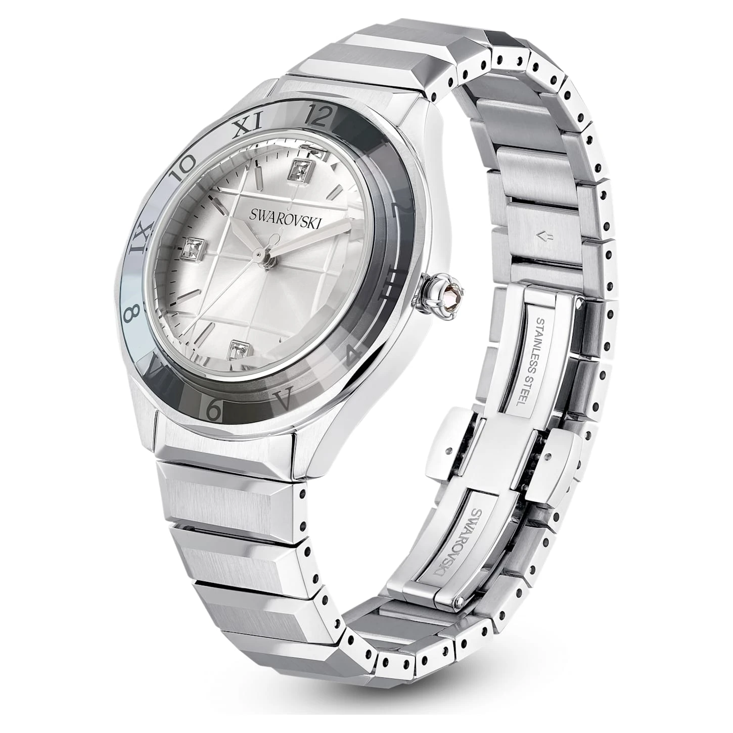 Swarovski 37mm Watch Swiss Made, Metal Bracelet, Silver Tone, Stainless Steel 4 Swarovski 37mm Watch Swiss Made, Metal Bracelet, Silver Tone, Stainless Steel - Image 2