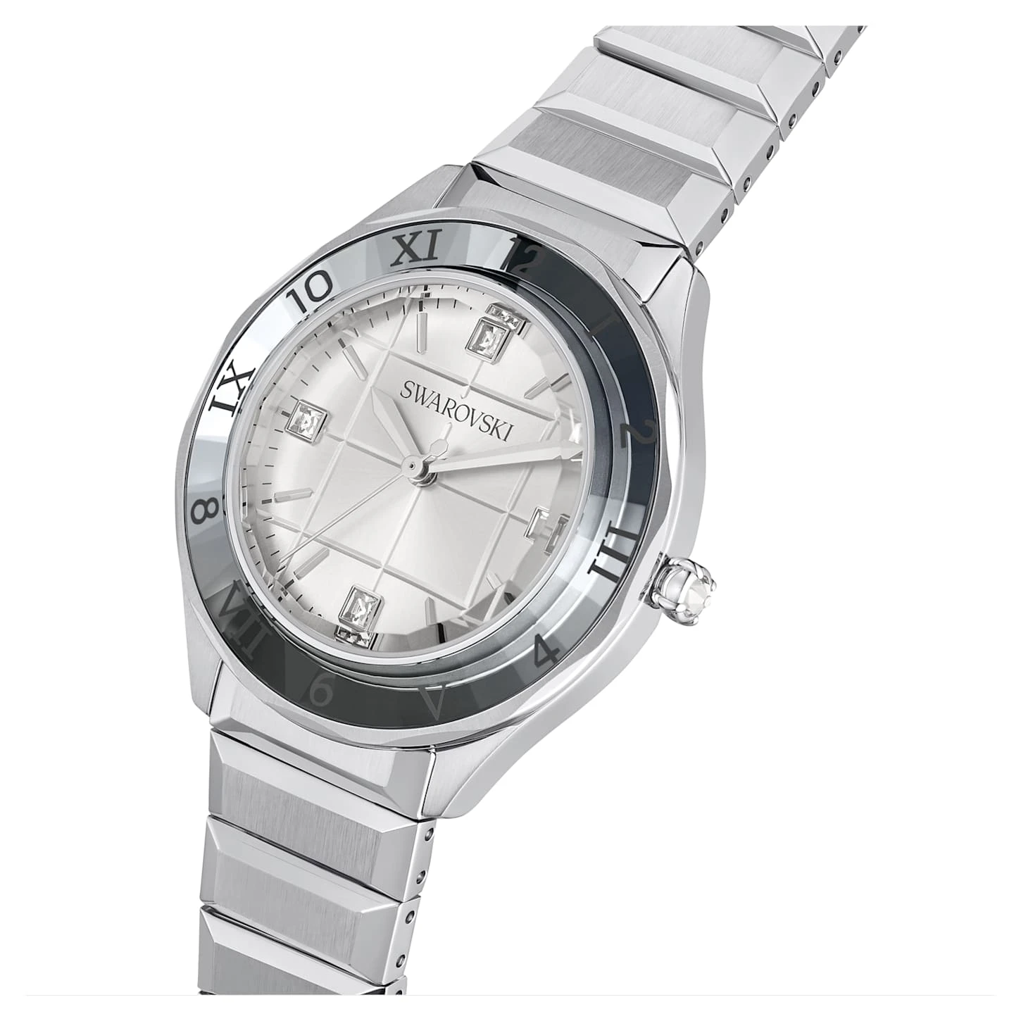 Swarovski 37mm Watch Swiss Made, Metal Bracelet, Silver Tone, Stainless Steel 6 Swarovski 37mm Watch Swiss Made, Metal Bracelet, Silver Tone, Stainless Steel - Image 4