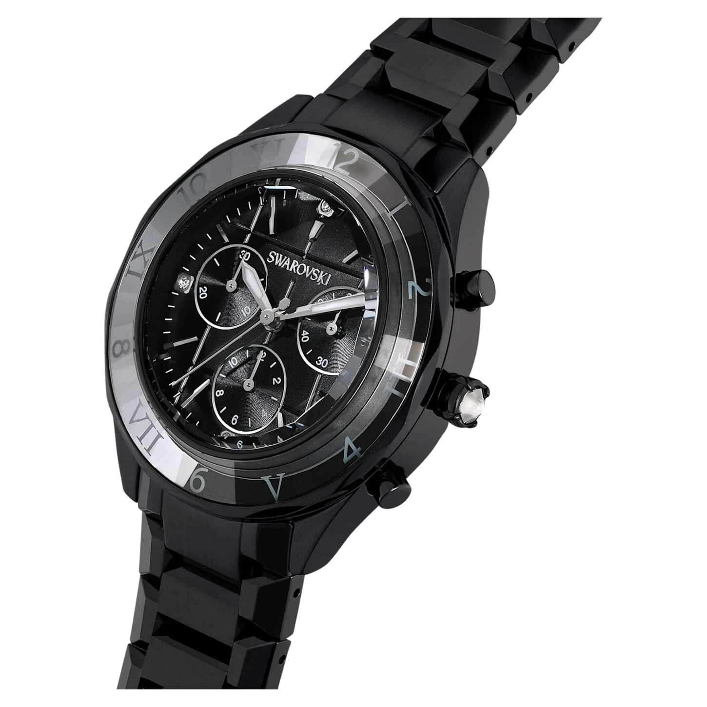 Swarovski 39mm Watch Swiss Made, Metal Bracelet, Black, Black Finish 7 Swarovski 39mm Watch Swiss Made, Metal Bracelet, Black, Black Finish - Image 5