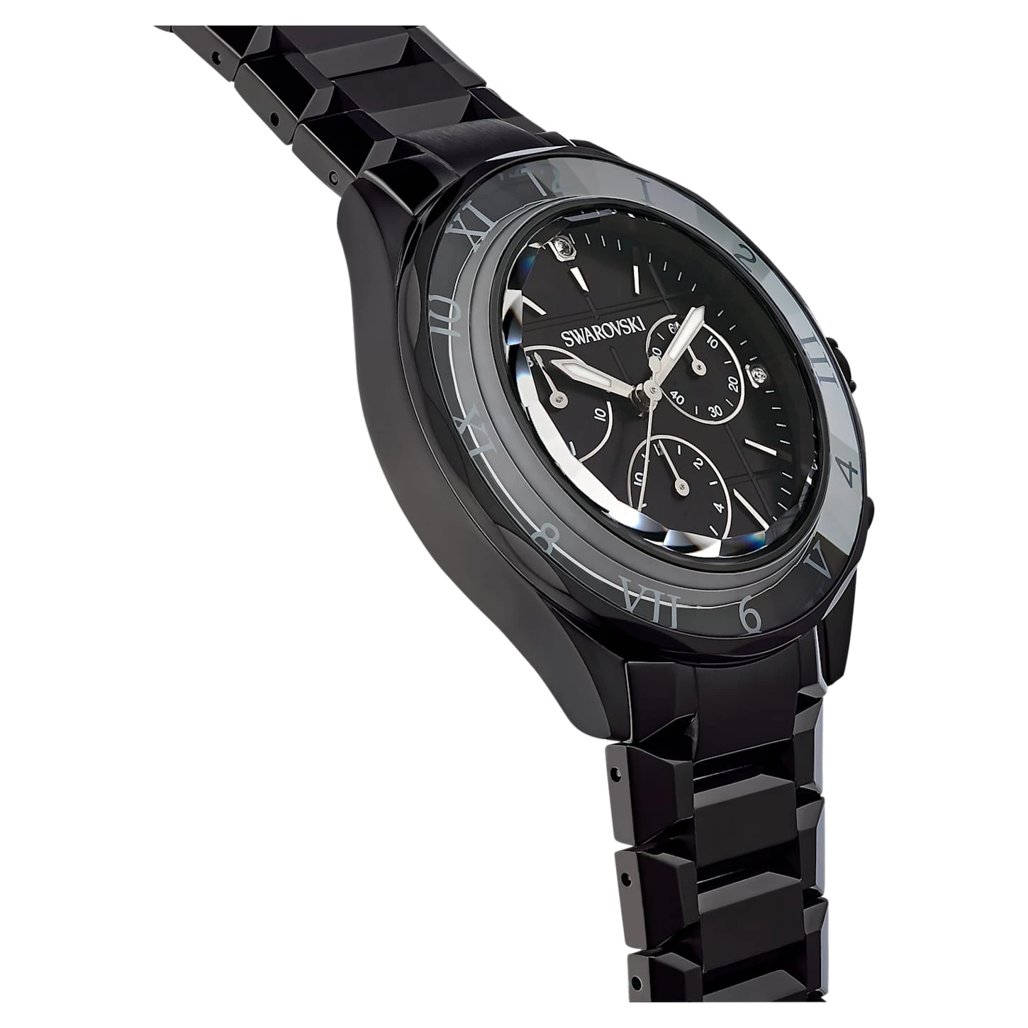 Swarovski 39mm Watch Swiss Made, Metal Bracelet, Black, Black Finish 8 Swarovski 39mm Watch Swiss Made, Metal Bracelet, Black, Black Finish - Image 6