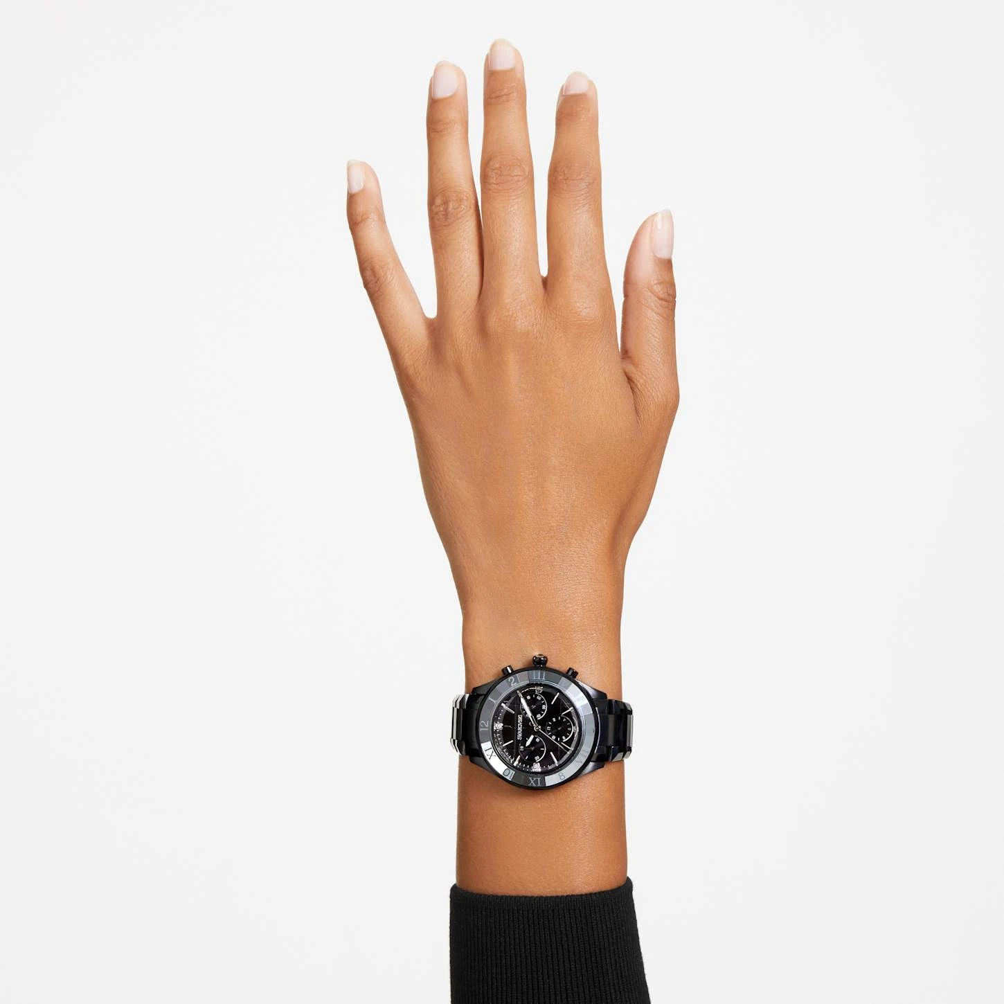 Swarovski 39mm Watch Swiss Made, Metal Bracelet, Black, Black Finish 3 Swarovski 39mm Watch Swiss Made, Metal Bracelet, Black, Black Finish