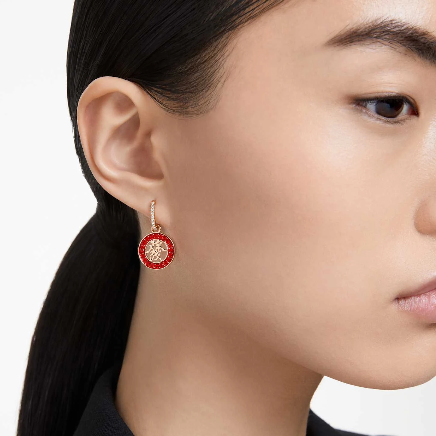 Swarovski Alea Drop Earrings Red, Rose Gold-tone Plated 3 Swarovski Alea Drop Earrings Red, Rose Gold-tone Plated