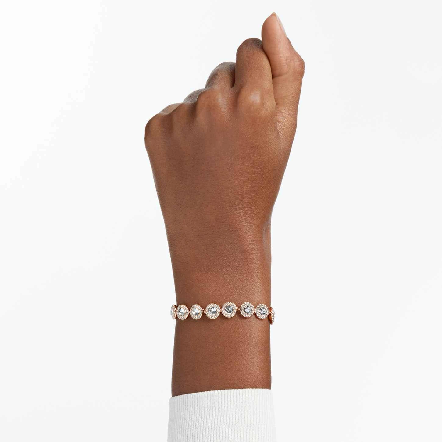 Swarovski Angelic Bracelet Round Cut, Pavé, Medium, White, Rose Gold-tone Plated 3 Swarovski Angelic Bracelet Round Cut, Pavé, Medium, White, Rose Gold-tone Plated