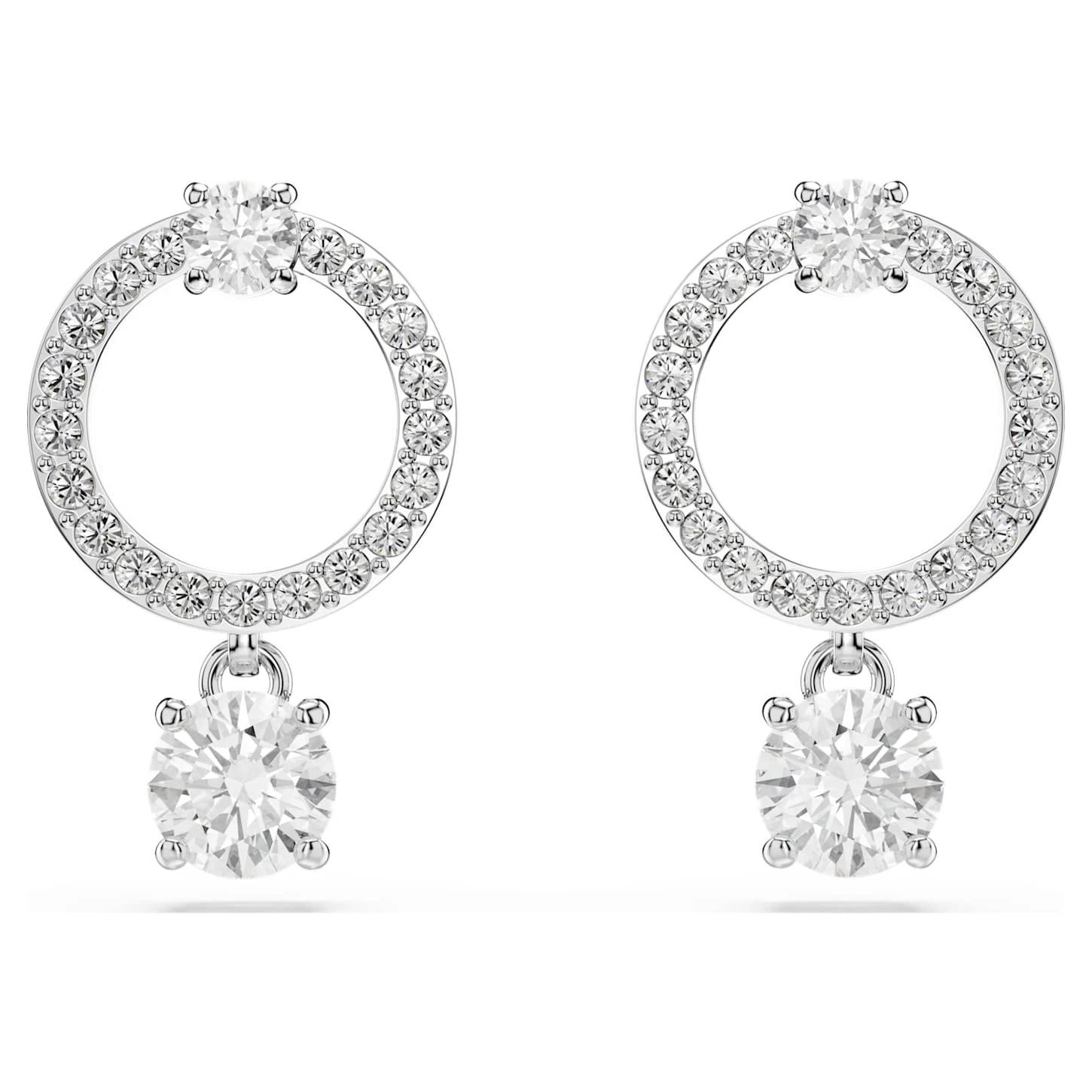 Swarovski Attract Hoop Earrings Round Cut, White, Rhodium Plated 4 Swarovski Attract Hoop Earrings Round Cut, White, Rhodium Plated - Image 2