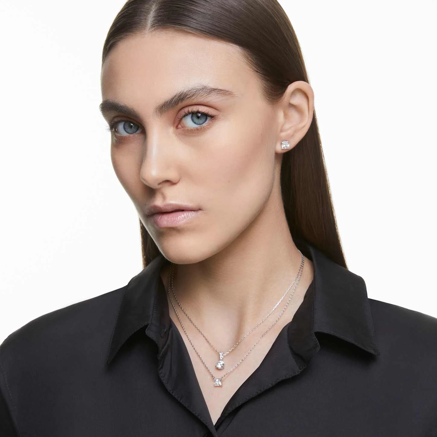 Swarovski Attract Necklace Square Cut, White, Rhodium Plated 7 Swarovski Attract Necklace Square Cut, White, Rhodium Plated - Image 5