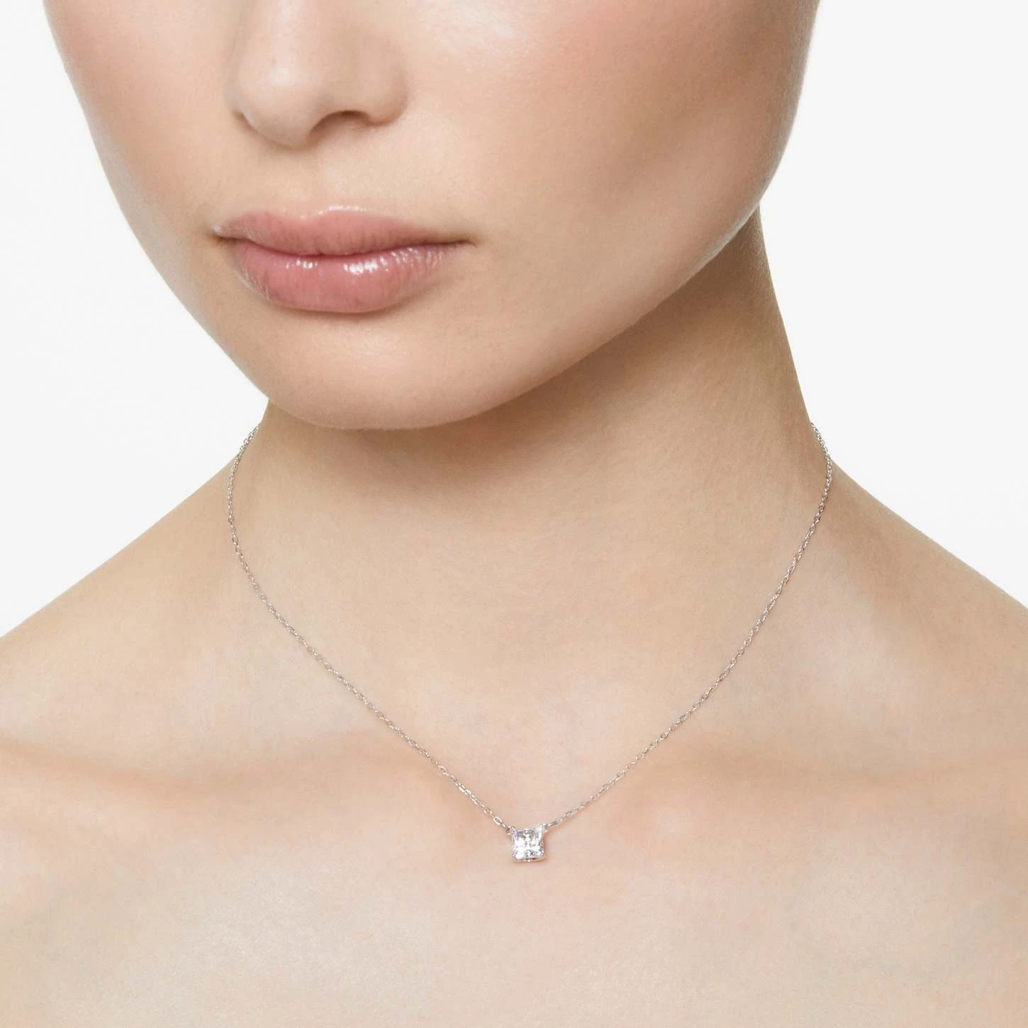 Swarovski Attract Necklace Square Cut, White, Rhodium Plated 3 Swarovski Attract Necklace Square Cut, White, Rhodium Plated
