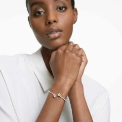 Swarovski Attract Soul Bangle Heart, White, Rhodium Plated