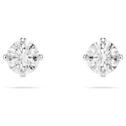 Swarovski Attract Stud Earrings Round Cut, White, Rhodium Plated