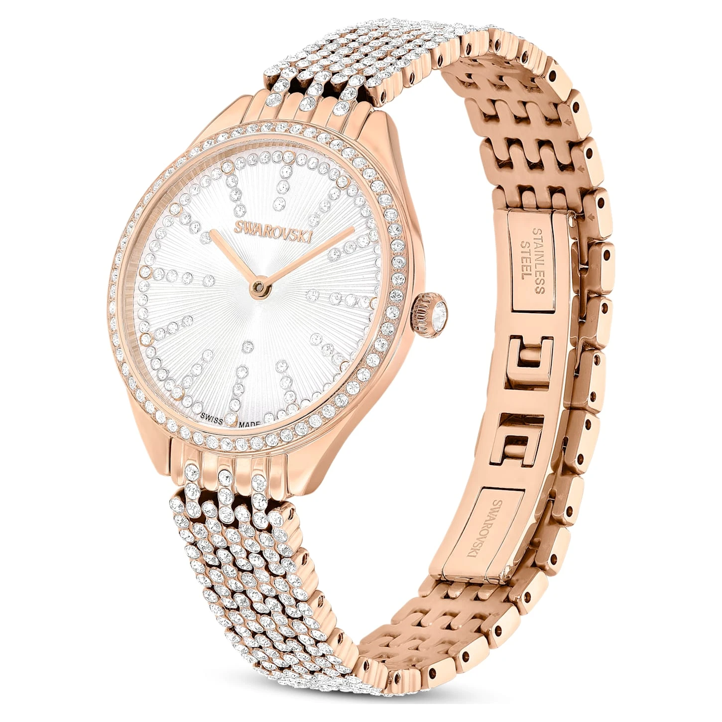 Swarovski Attract Watch Swiss Made, Full Pavé, Metal Bracelet, Rose Gold Tone, Rose Gold-tone Finish 5 Swarovski Attract Watch Swiss Made, Full Pavé, Metal Bracelet, Rose Gold Tone, Rose Gold-tone Finish - Image 3
