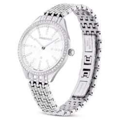 Swarovski Attract Watch Swiss Made, Full Pavé, Metal Bracelet, Silver Tone, Stainless Steel -Jewelry Store attract watch swiss made full pavC3A9 metal bracelet silver tone stainless steel swarovski 5644062 2
