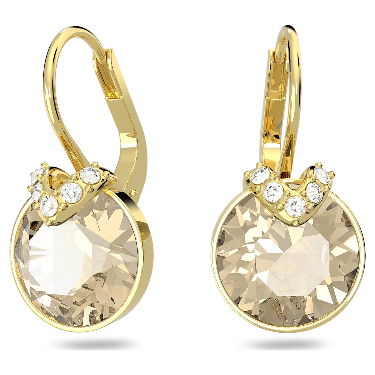 Swarovski Bella V Drop Earrings Round Cut, Gold Tone, Gold-tone Plated 4 Swarovski Bella V Drop Earrings Round Cut, Gold Tone, Gold-tone Plated - Image 2