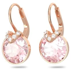 Swarovski Bella V Drop Earrings Round Cut, Pink, Rose Gold-tone Plated -Jewelry Store bella v drop earrings round cut pink rose gold tone plated swarovski 5662114 2