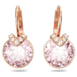 Swarovski Bella V Drop Earrings Round Cut, Pink, Rose Gold-tone Plated -Jewelry Store bella v drop earrings round cut pink rose gold tone plated swarovski 5662114 3