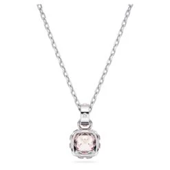Swarovski Birthstone Pendant Square Cut, June, Pink, Rhodium Plated -Jewelry Store birthstone pendant square cut june pink rhodium plated swarovski 5652044 3
