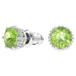 Swarovski Birthstone Stud Earrings Round Cut, August, Green, Rhodium Plated -Jewelry Store birthstone stud earrings round cut august green rhodium plated swarovski 5615519 2