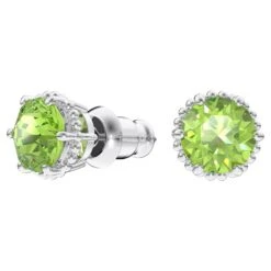 Swarovski Birthstone Stud Earrings Round Cut, August, Green, Rhodium Plated -Jewelry Store birthstone stud earrings round cut august green rhodium plated swarovski 5615519 5
