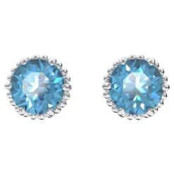 Swarovski Birthstone Stud Earrings Round Cut, December, Blue, Rhodium Plated -Jewelry Store birthstone stud earrings round cut december blue rhodium plated swarovski 5615518 4