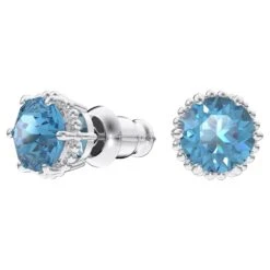 Swarovski Birthstone Stud Earrings Round Cut, December, Blue, Rhodium Plated -Jewelry Store birthstone stud earrings round cut december blue rhodium plated swarovski 5615518 5