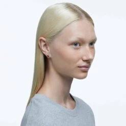 Swarovski Birthstone Stud Earrings Round Cut, July, Red, Rhodium Plated