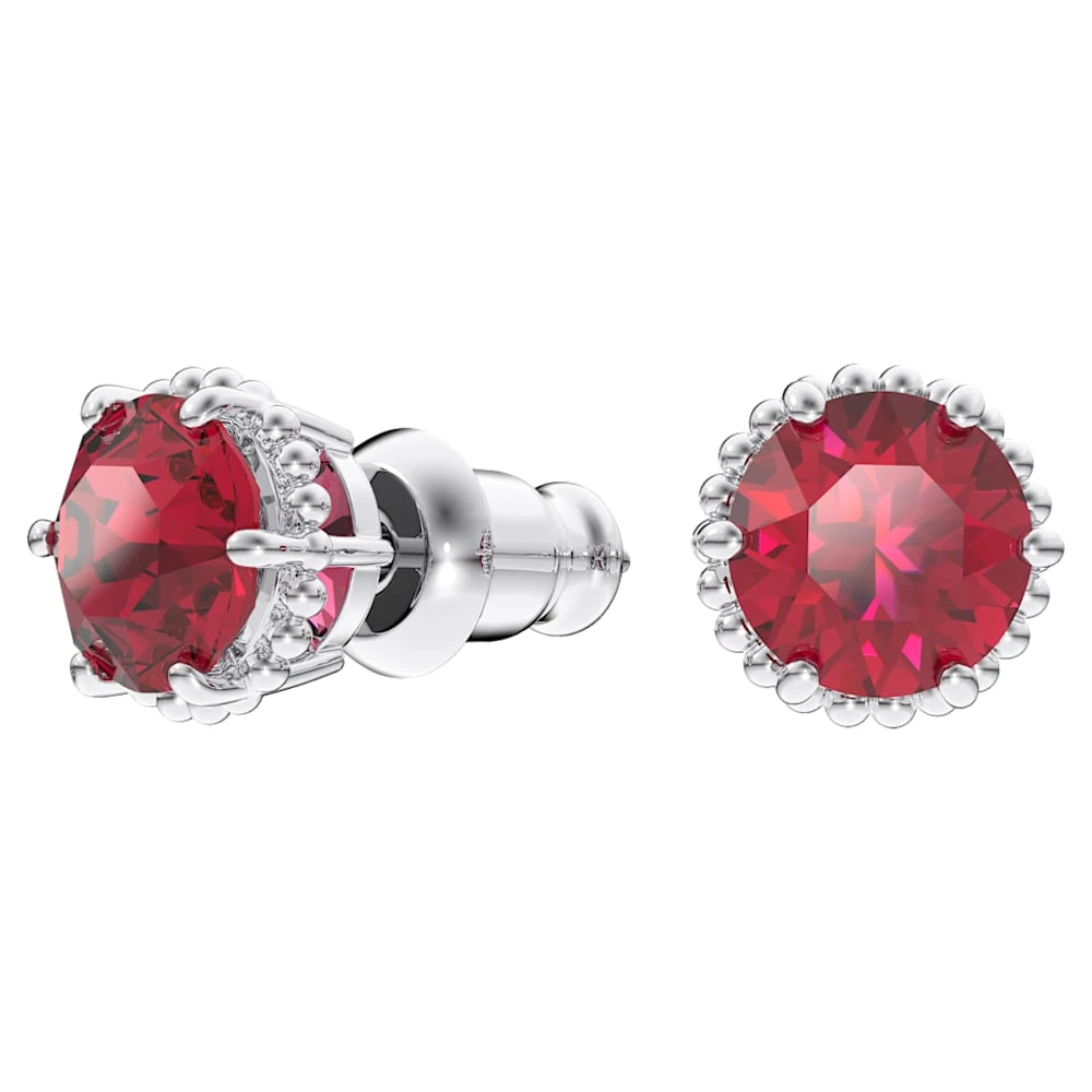 Swarovski Birthstone Stud Earrings Round Cut, July, Red, Rhodium Plated 8 Swarovski Birthstone Stud Earrings Round Cut, July, Red, Rhodium Plated - Image 6