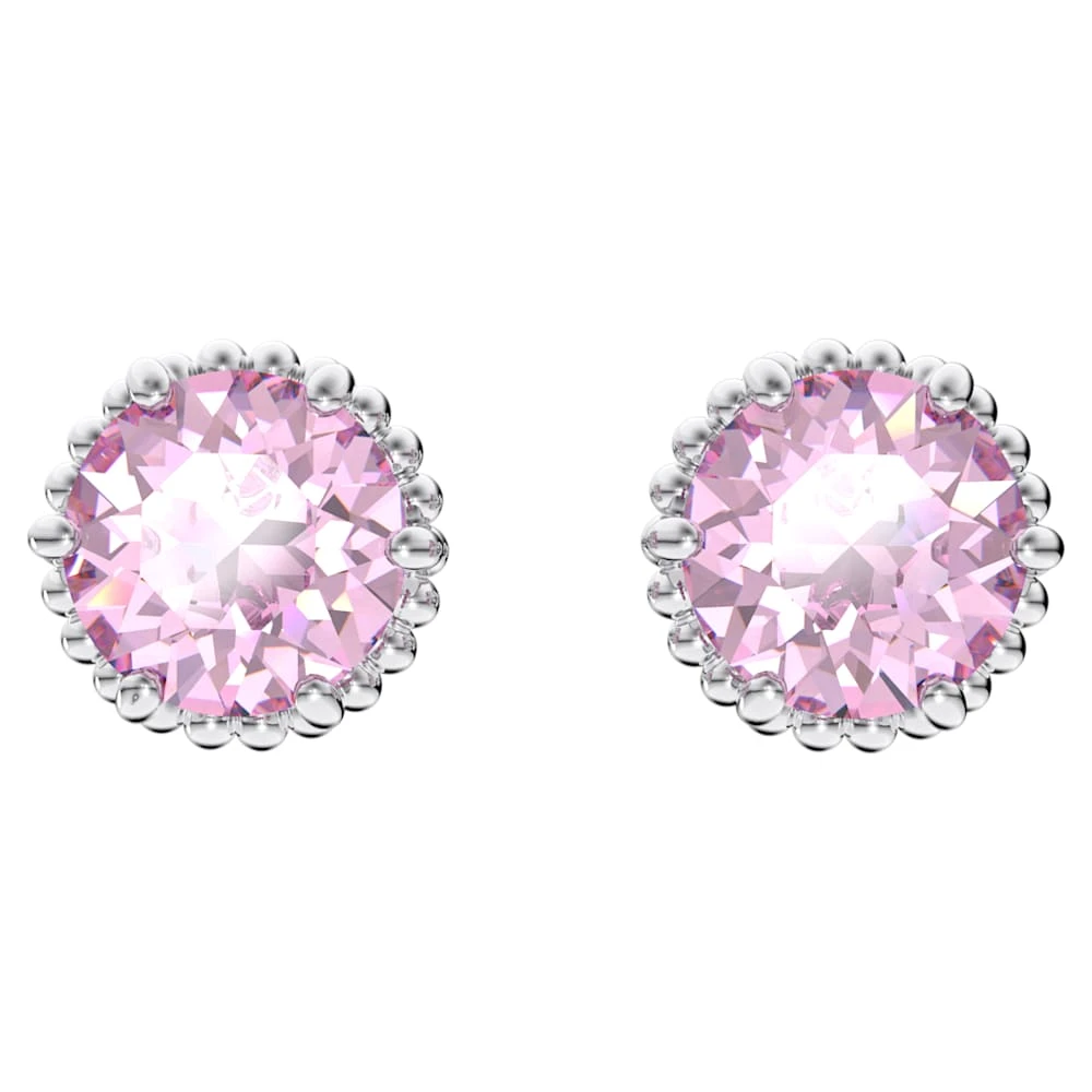 Swarovski Birthstone Stud Earrings Round Cut, June, Pink, Rhodium Plated 7 Swarovski Birthstone Stud Earrings Round Cut, June, Pink, Rhodium Plated - Image 5