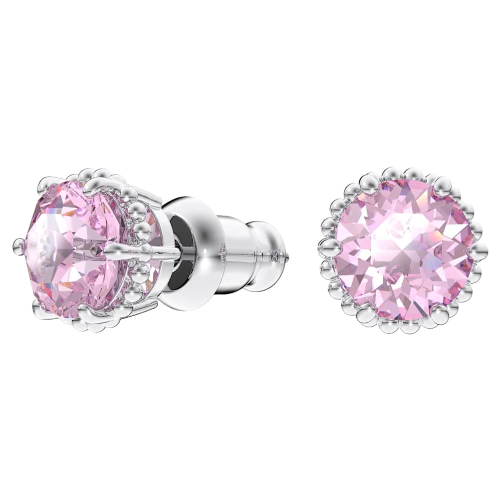 Swarovski Birthstone Stud Earrings Round Cut, June, Pink, Rhodium Plated 8 Swarovski Birthstone Stud Earrings Round Cut, June, Pink, Rhodium Plated - Image 6