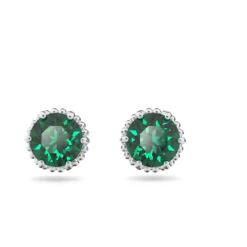Swarovski Birthstone Stud Earrings Round Cut, May, Green, Rhodium Plated -Jewelry Store birthstone stud earrings round cut may green rhodium plated swarovski 5615511 4
