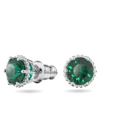 Swarovski Birthstone Stud Earrings Round Cut, May, Green, Rhodium Plated -Jewelry Store birthstone stud earrings round cut may green rhodium plated swarovski 5615511 5