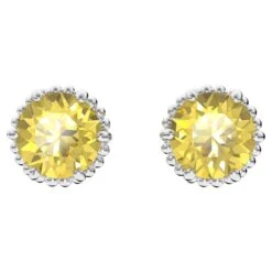 Swarovski Birthstone Stud Earrings Round Cut, November, Yellow, Rhodium Plated -Jewelry Store birthstone stud earrings round cut november yellow rhodium plated swarovski 5615531 4