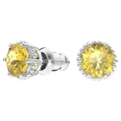 Swarovski Birthstone Stud Earrings Round Cut, November, Yellow, Rhodium Plated -Jewelry Store birthstone stud earrings round cut november yellow rhodium plated swarovski 5615531 5