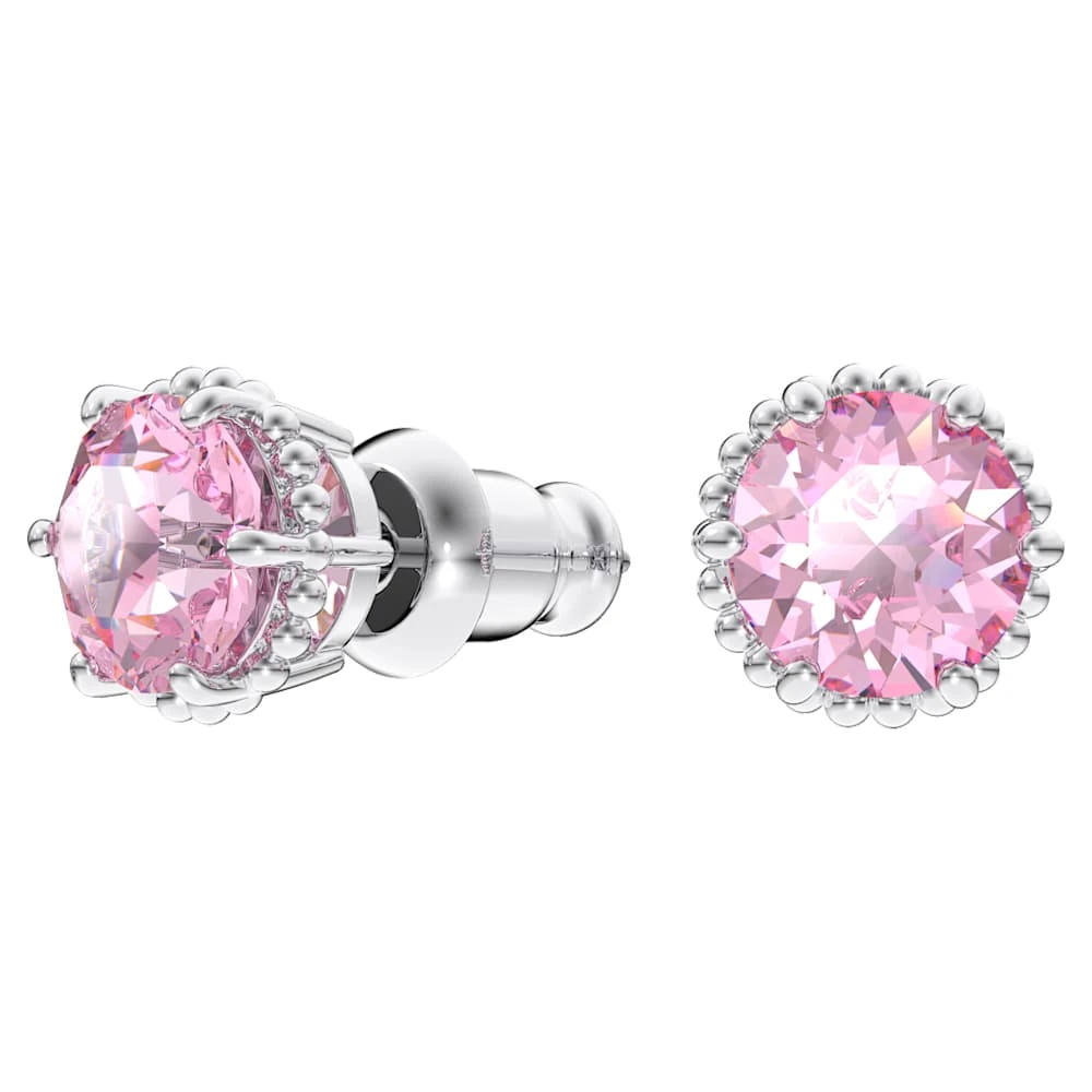 Swarovski Birthstone Stud Earrings Round Cut, October, Pink, Rhodium Plated 8 Swarovski Birthstone Stud Earrings Round Cut, October, Pink, Rhodium Plated - Image 6