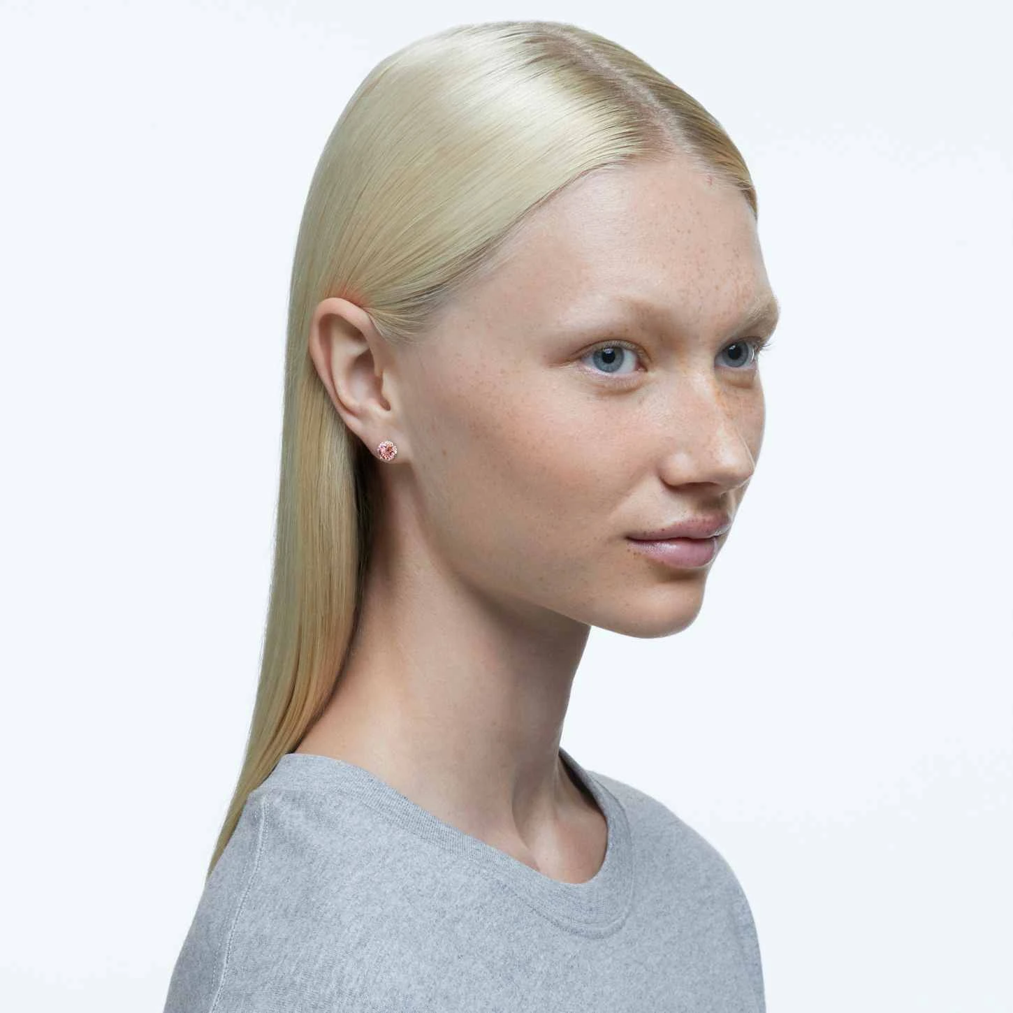 Swarovski Birthstone Stud Earrings Round Cut, October, Pink, Rhodium Plated 3 Swarovski Birthstone Stud Earrings Round Cut, October, Pink, Rhodium Plated