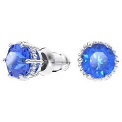 Swarovski Birthstone Stud Earrings Round Cut, September, Blue, Rhodium Plated -Jewelry Store birthstone stud earrings round cut september blue rhodium plated swarovski 5615530 5