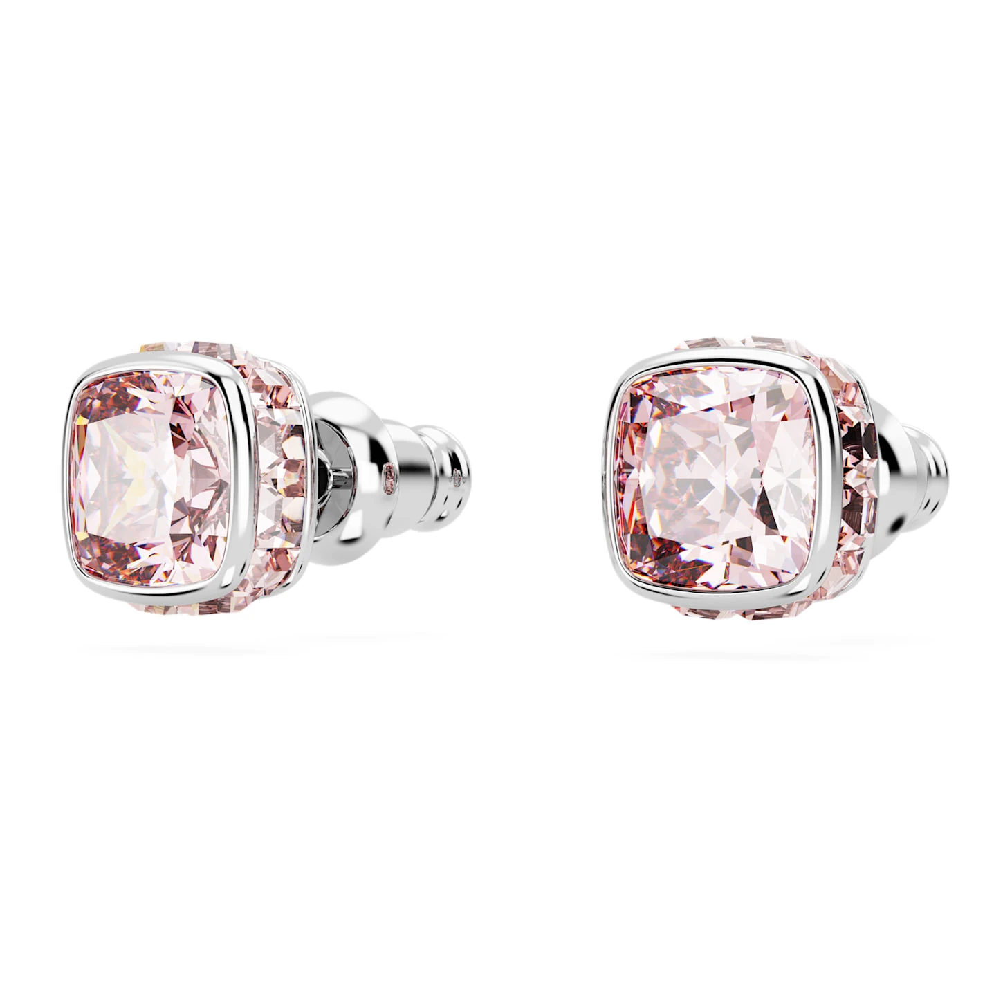 Swarovski Birthstone Stud Earrings Square Cut, June, Pink, Rhodium Plated 6 Swarovski Birthstone Stud Earrings Square Cut, June, Pink, Rhodium Plated - Image 4