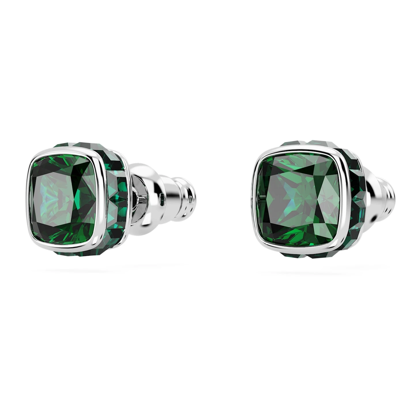 Swarovski Birthstone Stud Earrings Square Cut, May, Green, Rhodium Plated 6 Swarovski Birthstone Stud Earrings Square Cut, May, Green, Rhodium Plated - Image 4