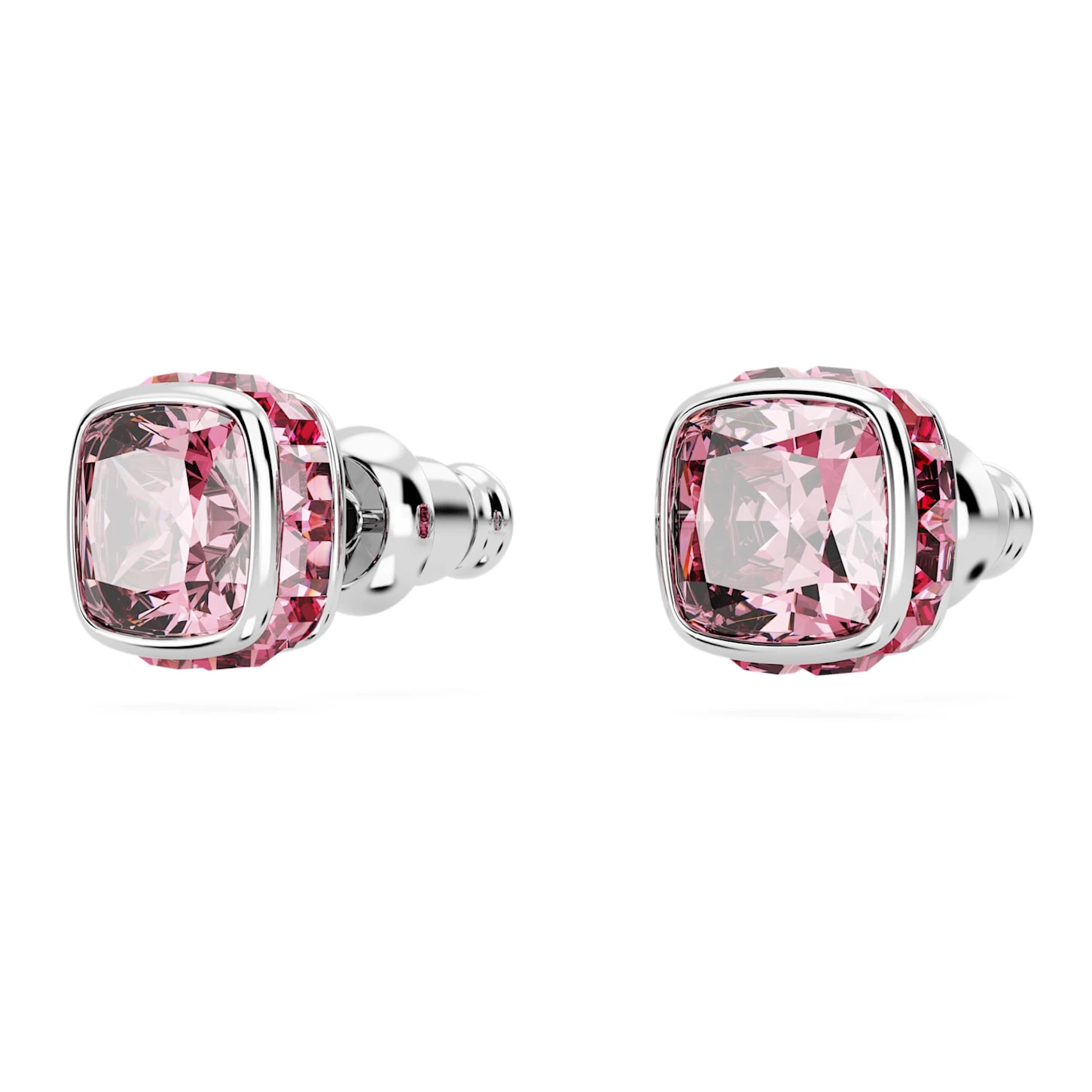 Swarovski Birthstone Stud Earrings Square Cut, October, Pink, Rhodium Plated 6 Swarovski Birthstone Stud Earrings Square Cut, October, Pink, Rhodium Plated - Image 4