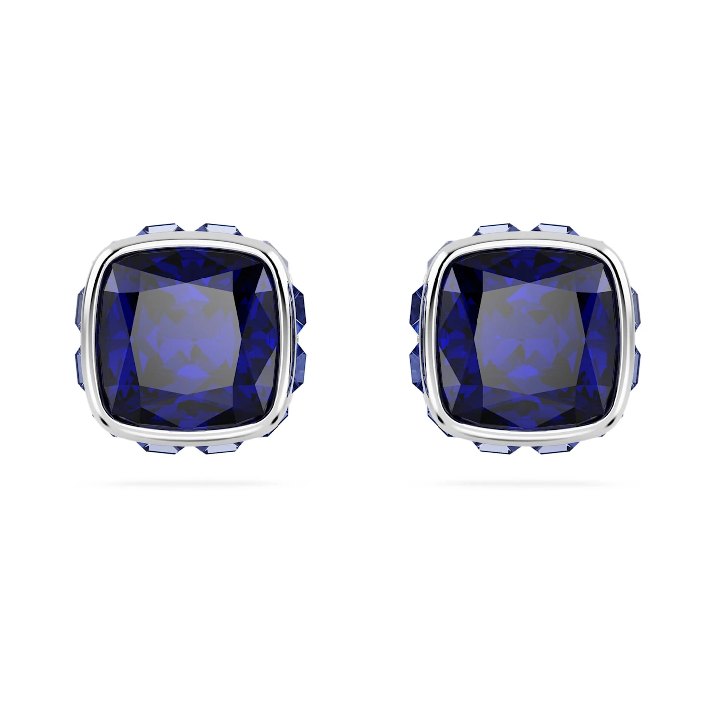 Swarovski Birthstone Stud Earrings Square Cut, September, Blue, Rhodium Plated 4 Swarovski Birthstone Stud Earrings Square Cut, September, Blue, Rhodium Plated - Image 2
