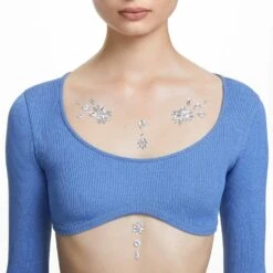 Swarovski Body Jewel Set (5), Mixed Cuts, Flower, White