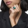 Swarovski Chroma Cocktail Ring Green, Gold-tone Plated