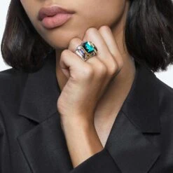Swarovski Chroma Cocktail Ring Green, Gold-tone Plated -Jewelry Store chroma cocktail ring green gold tone plated swarovski 5600663 4