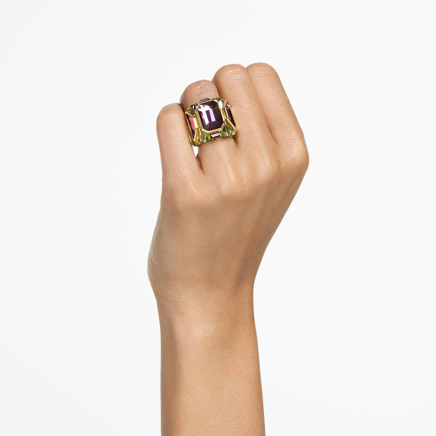 Swarovski Chroma Cocktail Ring Multicolored, Gold-tone Plated 3 Swarovski Chroma Cocktail Ring Multicolored, Gold-tone Plated