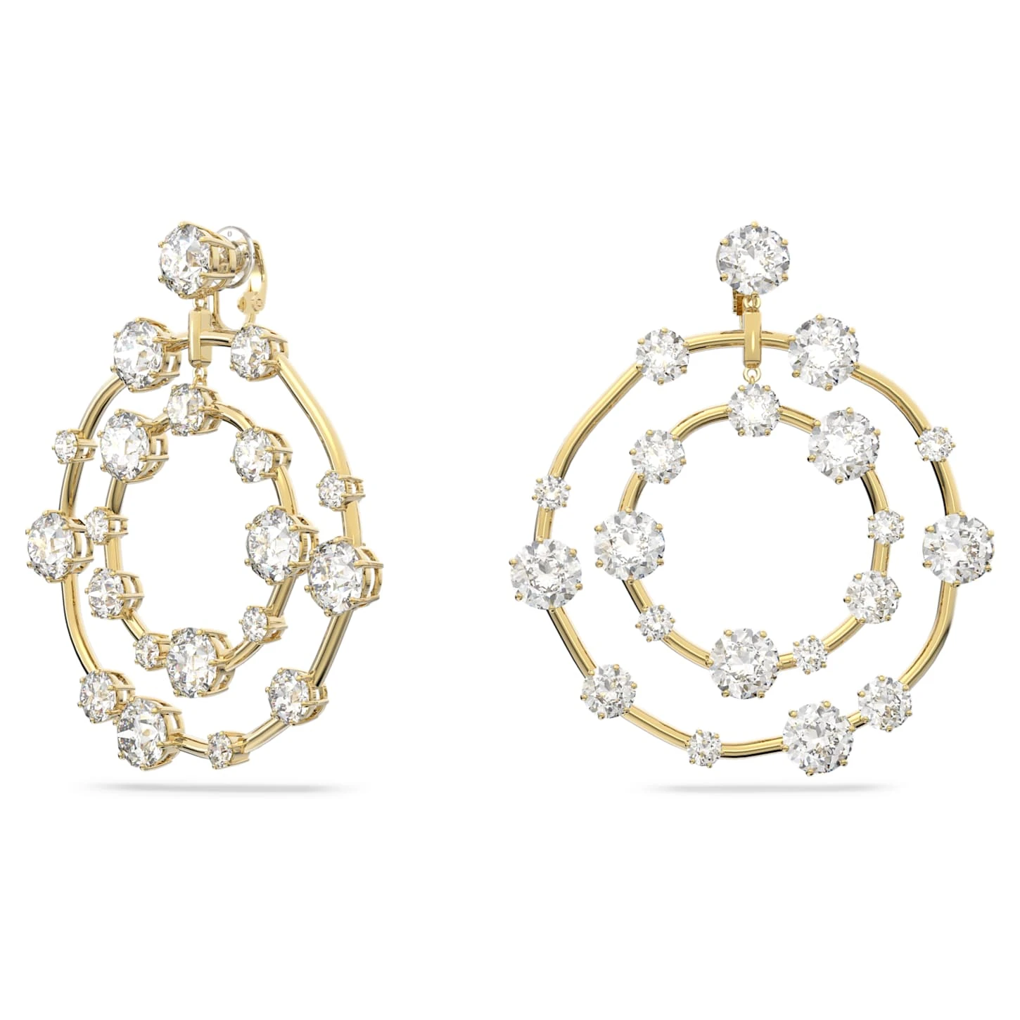 Swarovski Constella Clip Earrings Round Cut, White, Gold-tone Plated 5 Swarovski Constella Clip Earrings Round Cut, White, Gold-tone Plated - Image 3