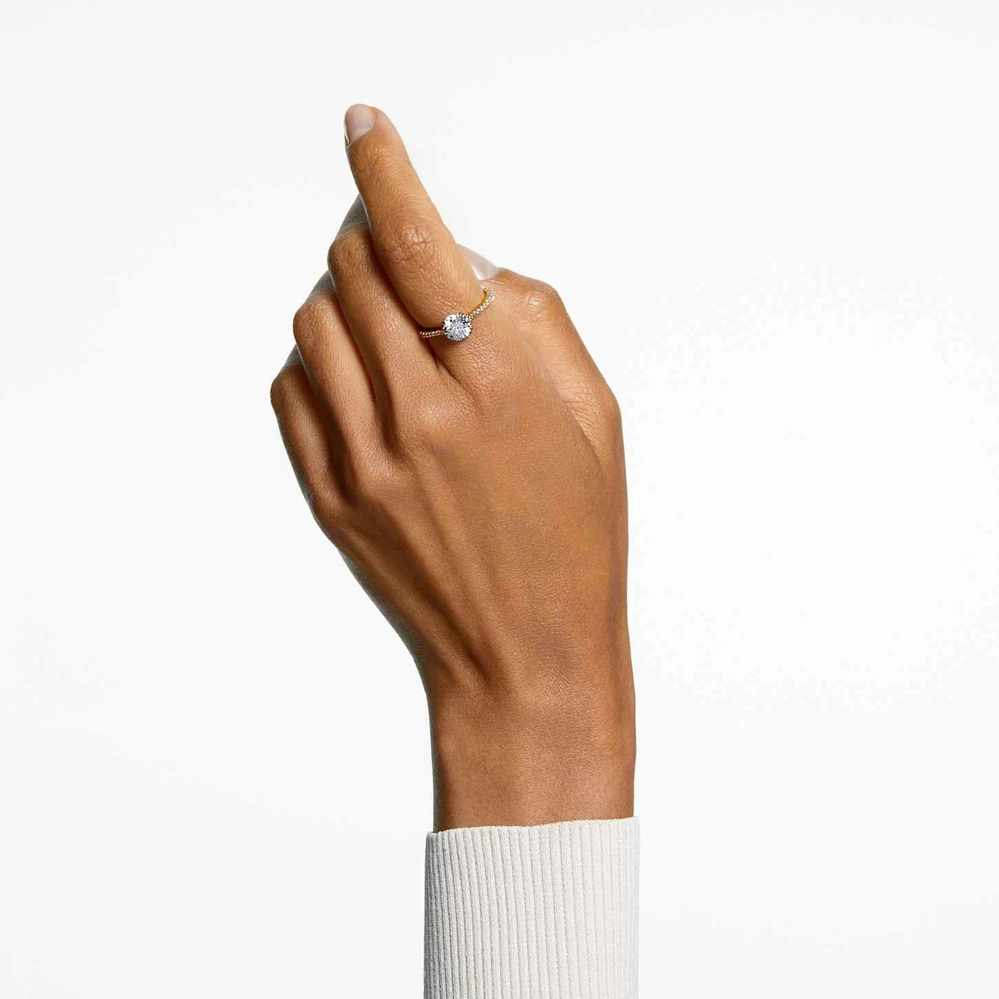 Swarovski Constella Cocktail Ring Princess Cut, Pavé, White, Gold-tone Plated 3 Swarovski Constella Cocktail Ring Princess Cut, Pavé, White, Gold-tone Plated