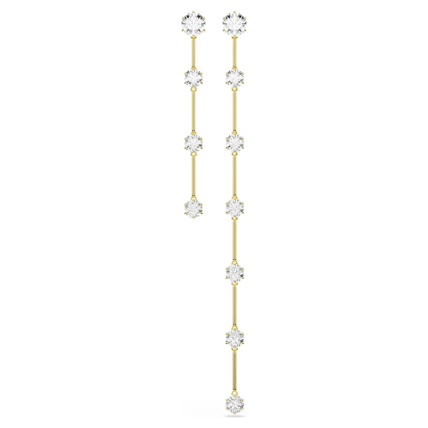 Swarovski Constella Drop Earrings Asymmetrical Design, Round Cut, White, Shiny gold-tone Plated 4 Swarovski Constella Drop Earrings Asymmetrical Design, Round Cut, White, Shiny gold-tone Plated - Image 2