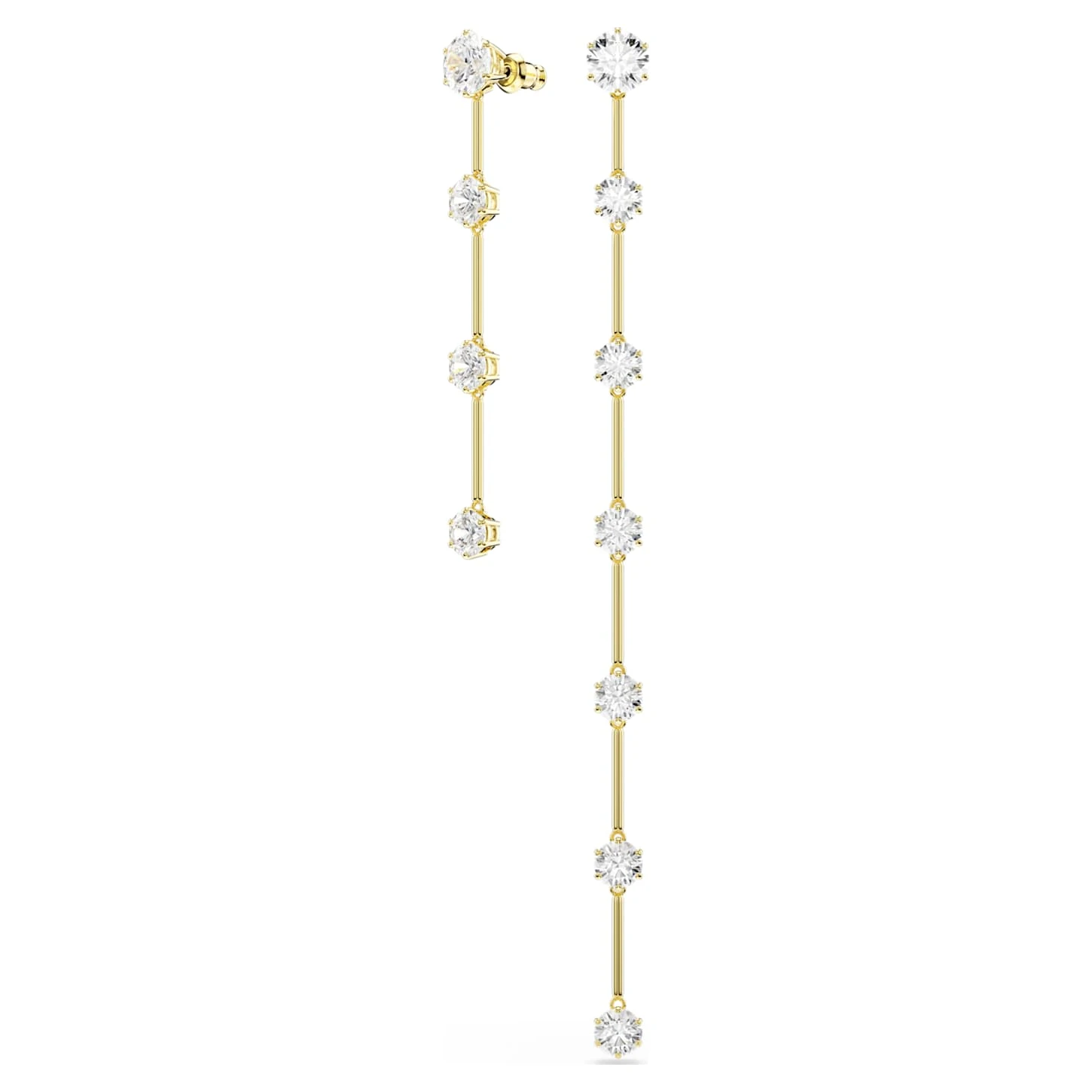 Swarovski Constella Drop Earrings Asymmetrical Design, Round Cut, White, Shiny gold-tone Plated 5 Swarovski Constella Drop Earrings Asymmetrical Design, Round Cut, White, Shiny gold-tone Plated - Image 3