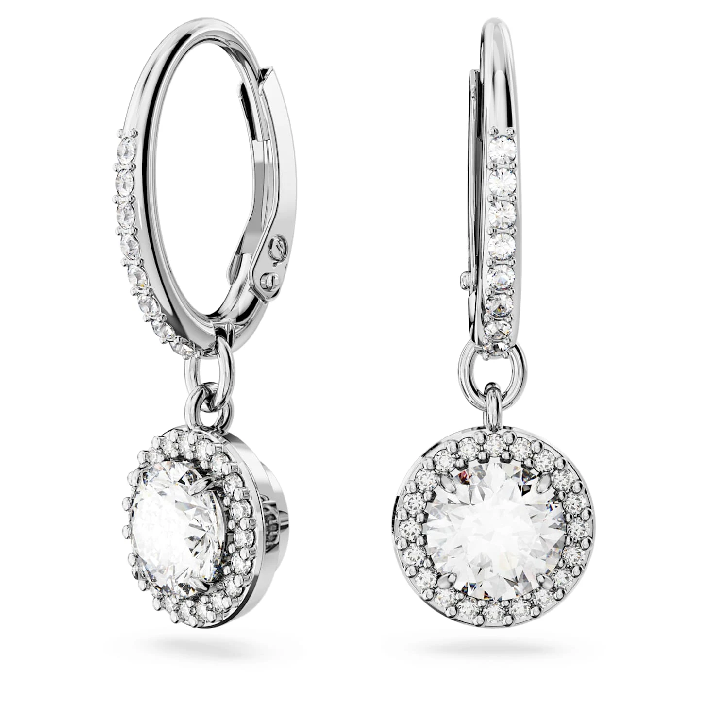 Swarovski Constella Drop Earrings Round Cut, Pavé, White, Rhodium Plated 4 Swarovski Constella Drop Earrings Round Cut, Pavé, White, Rhodium Plated - Image 2