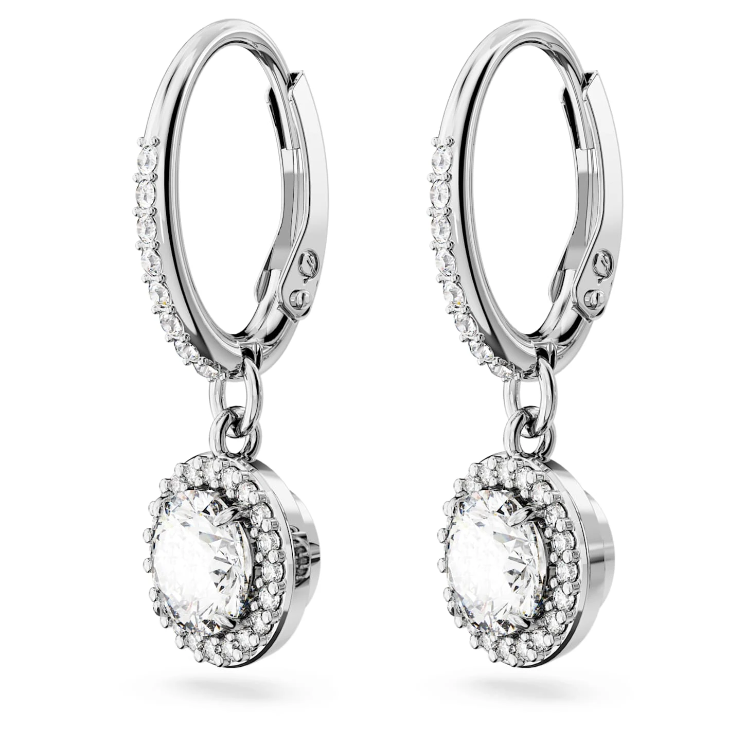 Swarovski Constella Drop Earrings Round Cut, Pavé, White, Rhodium Plated 6 Swarovski Constella Drop Earrings Round Cut, Pavé, White, Rhodium Plated - Image 4