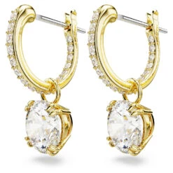 Swarovski Constella Drop Earrings Round Cut, White, Gold-tone Plated -Jewelry Store constella drop earrings round cut white gold tone plated swarovski 5638802 3